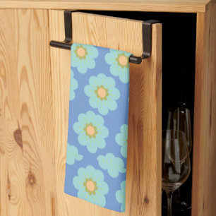 Blue Hippie Flowers  Tea Towel