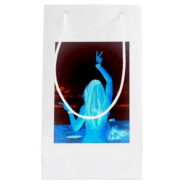 blue hippie girl small gift bag (Front)