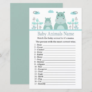 Blue Hippo Baby Animals Name Game