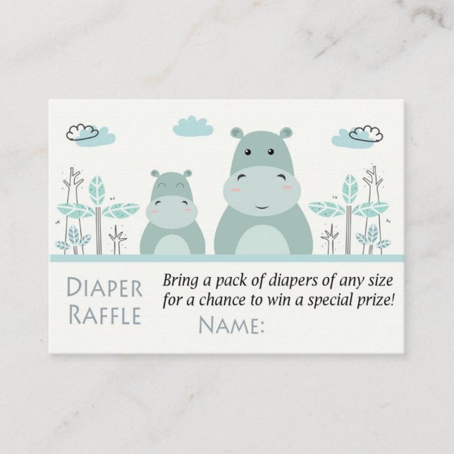 Blue Hippo Diaper Raffle Tickets (Front)