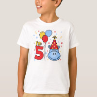 Blue Hippo Face 5th Birthday