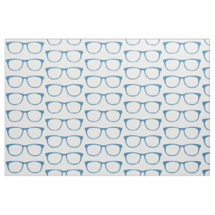 Blue Hipster Geek Glasses Fabric