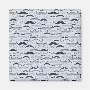 Blue Hipster Moustaches Magnet