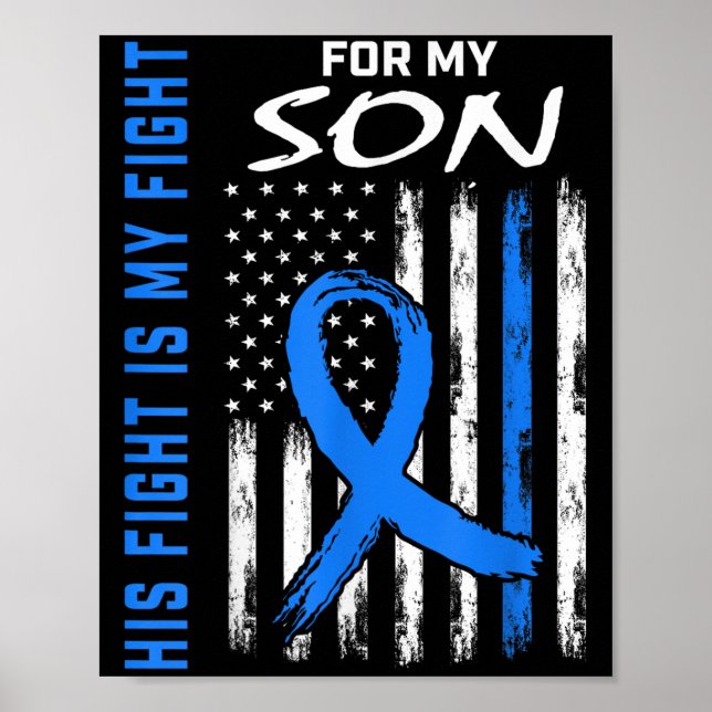 Blue His Fight Is My Fight Diabetes Awareness Shir Poster (Front)
