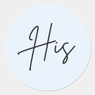 Blue His for wedding welcome bag sticker