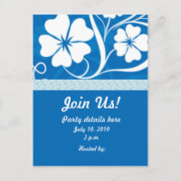 Blue Hisbiscus Party Invitation