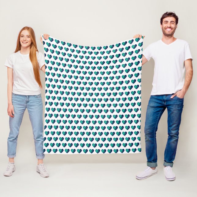 Blue hitech heart love pattern fleece blanket (In Situ)