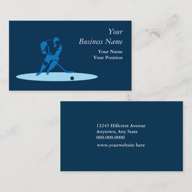 Blue Hockey Player Business Card (Front/Back)