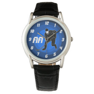 Blue Hockey Player Silhouette Watch