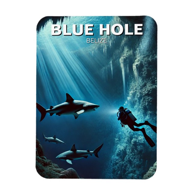 Blue Hole Belise Scuba Diving Magnet (Vertical)