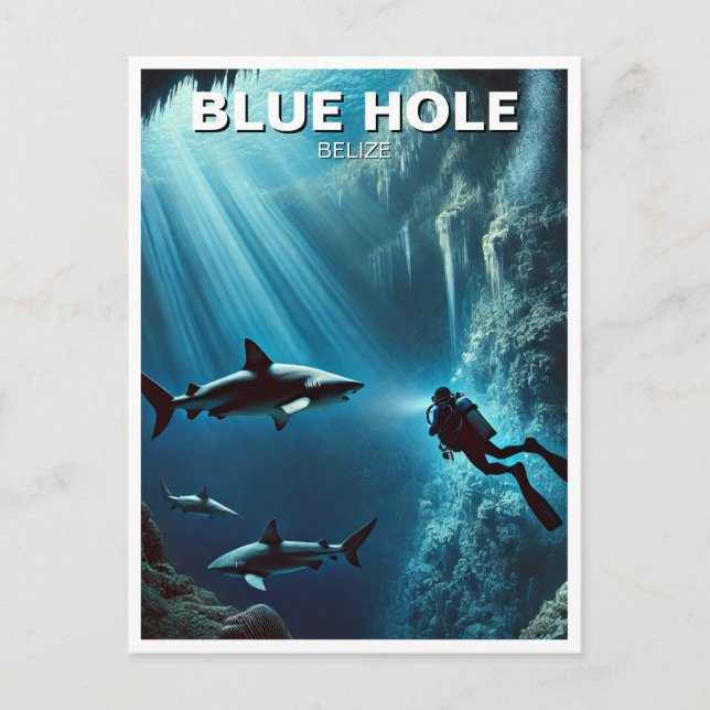 Blue Hole Belise Scuba Diving Postcard (Front)