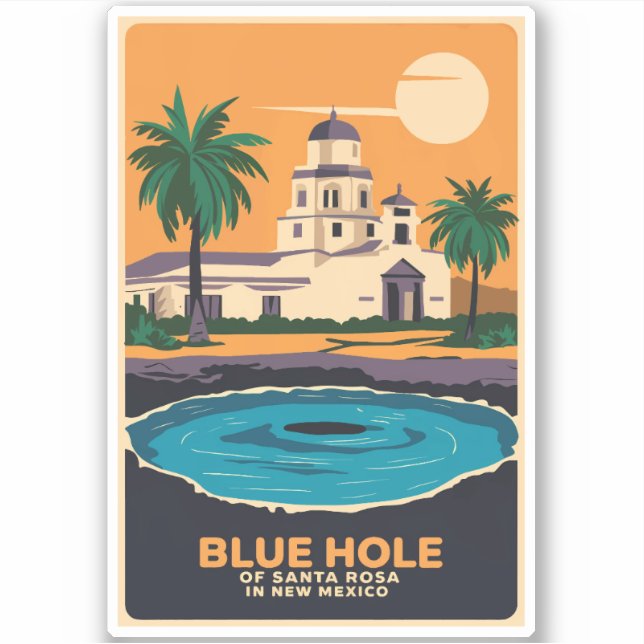 Blue Hole New Mexico Travel Art Vintage (Front)