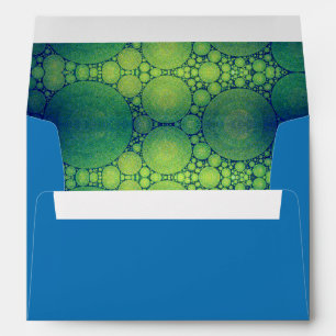 Blue holiday green circle art pattern lined modern envelopes