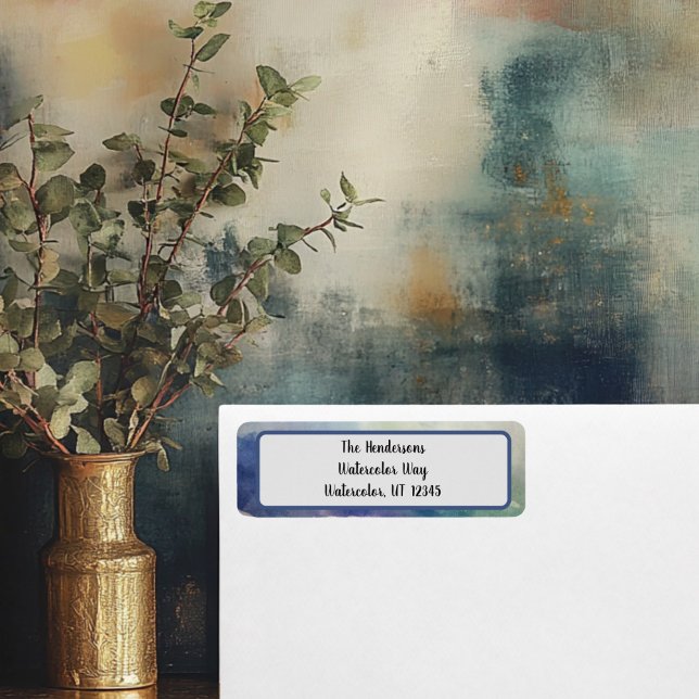 Blue Holiday Return Address  (watercolor Return Address Label )