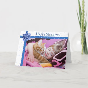 Blue holiday ribbon frame