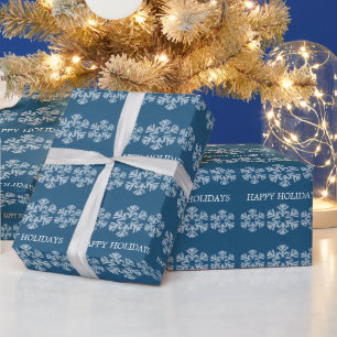 Blue Holiday Snowflakes Wrapping Paper