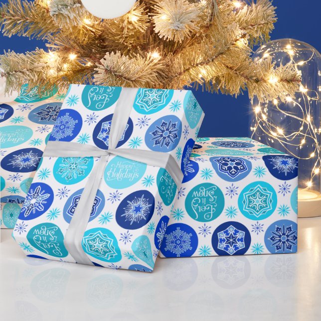 Blue Holidays Snowflakes Wrapping Paper (Holidays)
