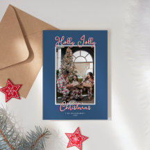 Blue Holly Jolly Christmas Family Photo