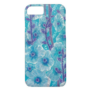 Blue Hollyhock Mallow Malva Flower Floral Painting Case-Mate iPhone Case