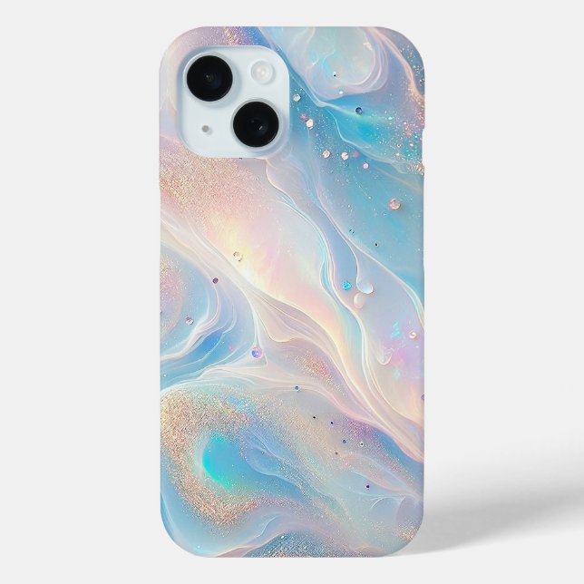Blue Holographic Opal Gold Glitter  Case-Mate iPhone Case (Back)