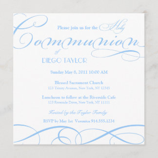 Blue Holy Communion Invite