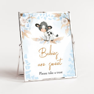 Blue Holy Cow Baby Shower Babies are Sweet Poster