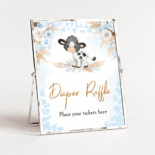 Blue Holy Cow Baby Shower Diaper Raffle Poster