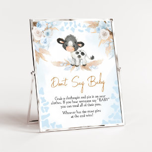 Blue Holy Cow Baby Shower Don't Say Baby Poster