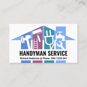 Blue Home Handyman Tool Pillars Business Card