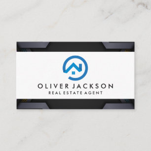 Blue Home Logo Real Estate Agent Business Card