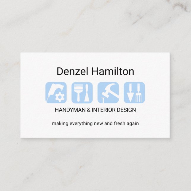 Blue Home Repair Design Tools Business Card (Front)