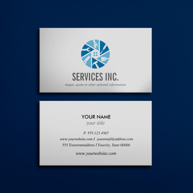 Blue HOME Repairing services logo professional Business Card (Creator Uploaded)