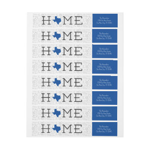 Blue HOME Texas Wrap Around Label