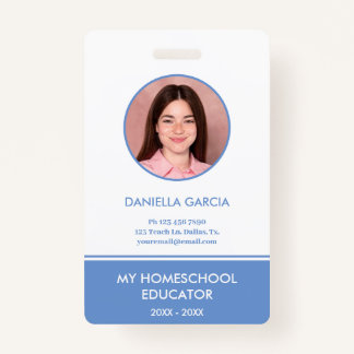 Blue Homeschool Teacher ID Badge