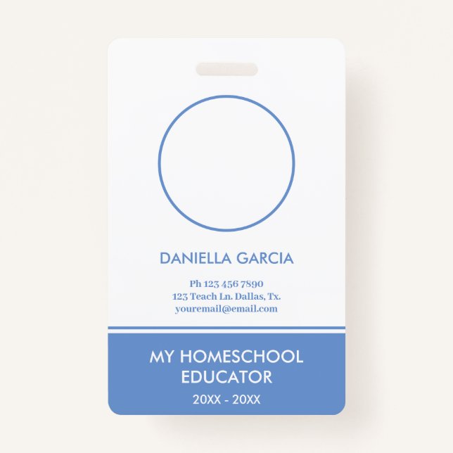 Blue Homeschool Teacher ID Badge (Front)