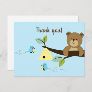 Blue Honey Bear Bumble Bee Bo Flat Thank you notes Invitation