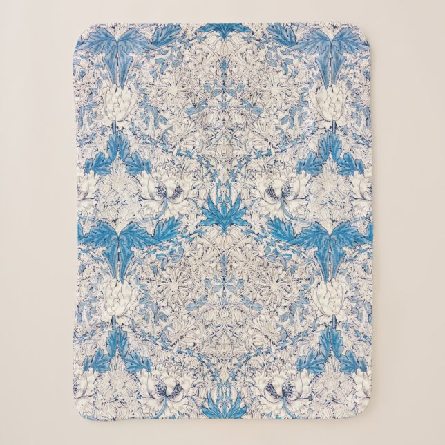 Blue Honeysuckle (by William Morris) Sherpa Blanket (Front)