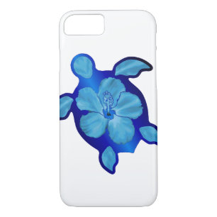 Blue Honu Turtle and Hibiscus Case-Mate iPhone Case
