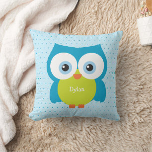 Blue Hoot Owl Cosy Forest Animal Accent Cushion