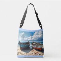"Blue Horizon". A Colourful Relaxing Boat Seascape