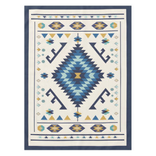 Blue Horizon Nomad – Minimalist Tribal Diamond Tablecloth