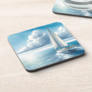 Blue Horizon Solitary Sailboat Coaster