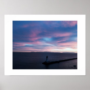 Blue Horizon Sunset Sky Colour Photography Poster