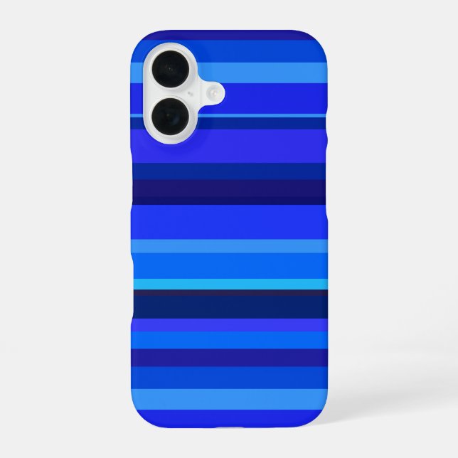 Blue horizontal stripes iPhone 16 case (Back)