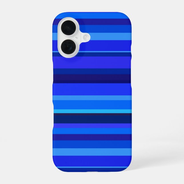 Blue horizontal stripes iPhone 16 case (Back)