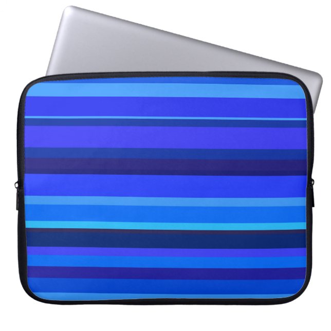 Blue horizontal stripes laptop sleeve (Front)