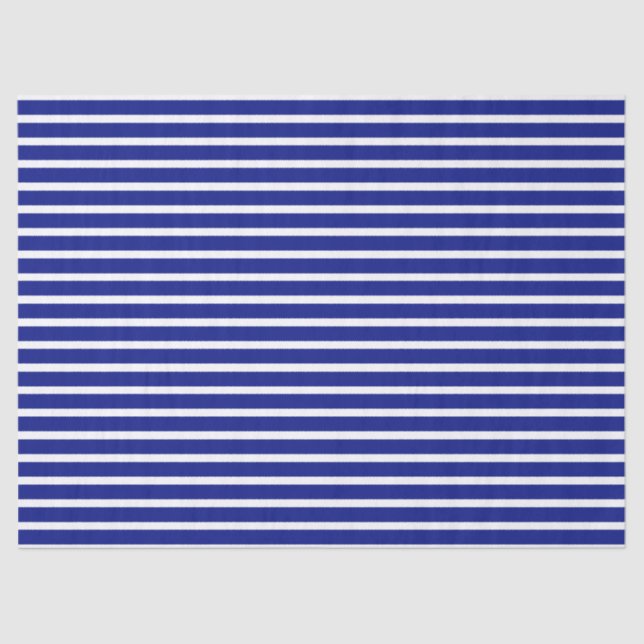 Blue Horizontal Stripes Tissue Paper (Front)