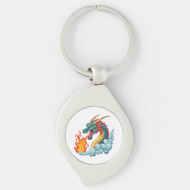 Blue horned dragon key ring (Front)