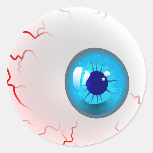 Blue Horror Eyeball Classic Round Sticker (Front)