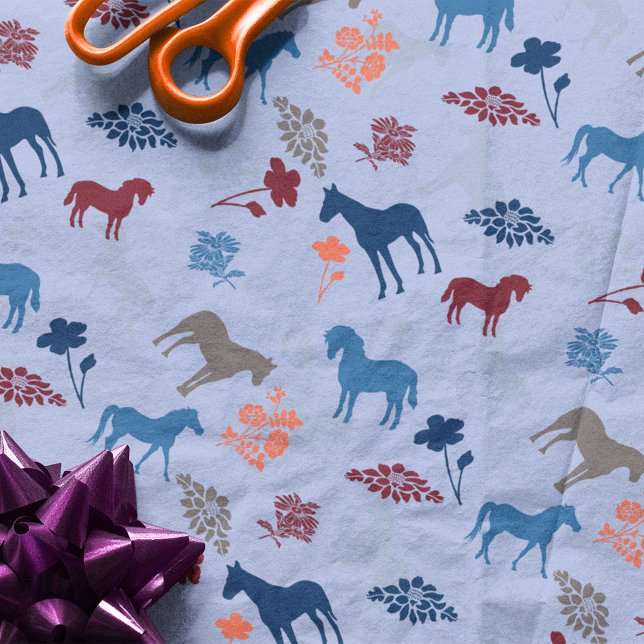 Blue Horse And Flower Tissue Paper (Creator Uploaded)